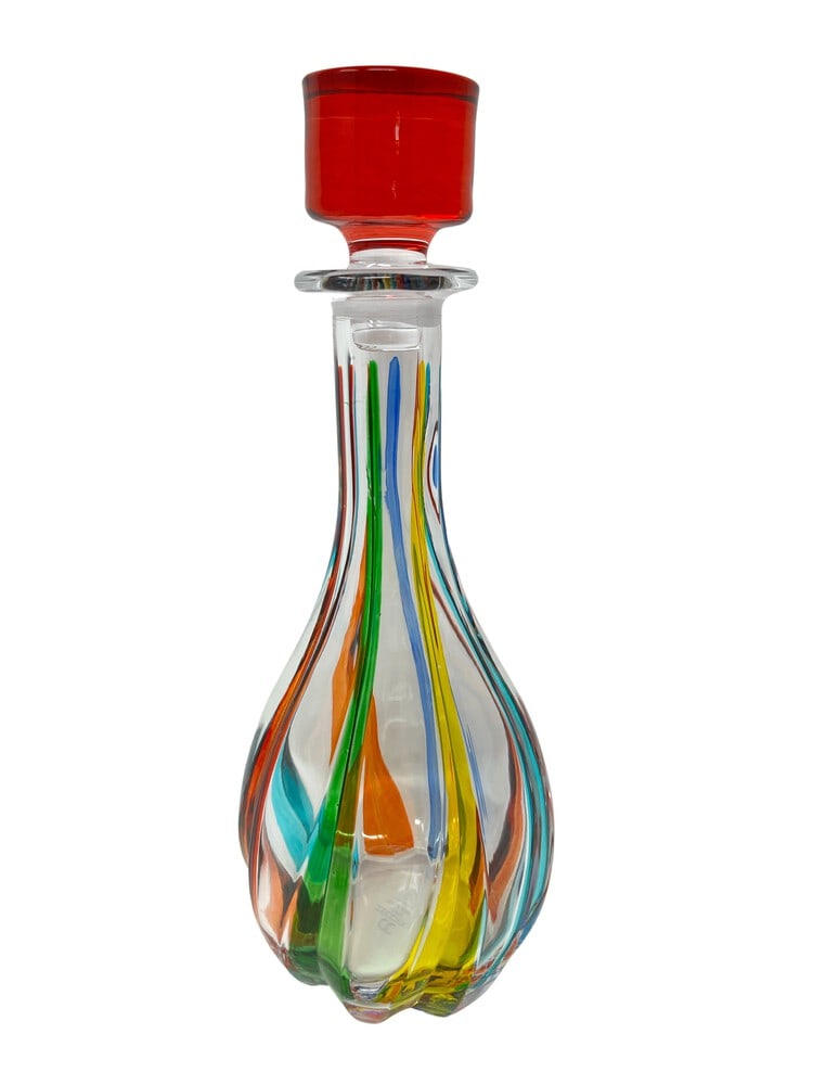 Venetian Hand Painted Carafe: This lovely carafe decanter features incredible colors and it would be a wonderful addition to any room. Handcrafted in Italy of fine cut crystal and beautifully hand painted by master Venetian artisa