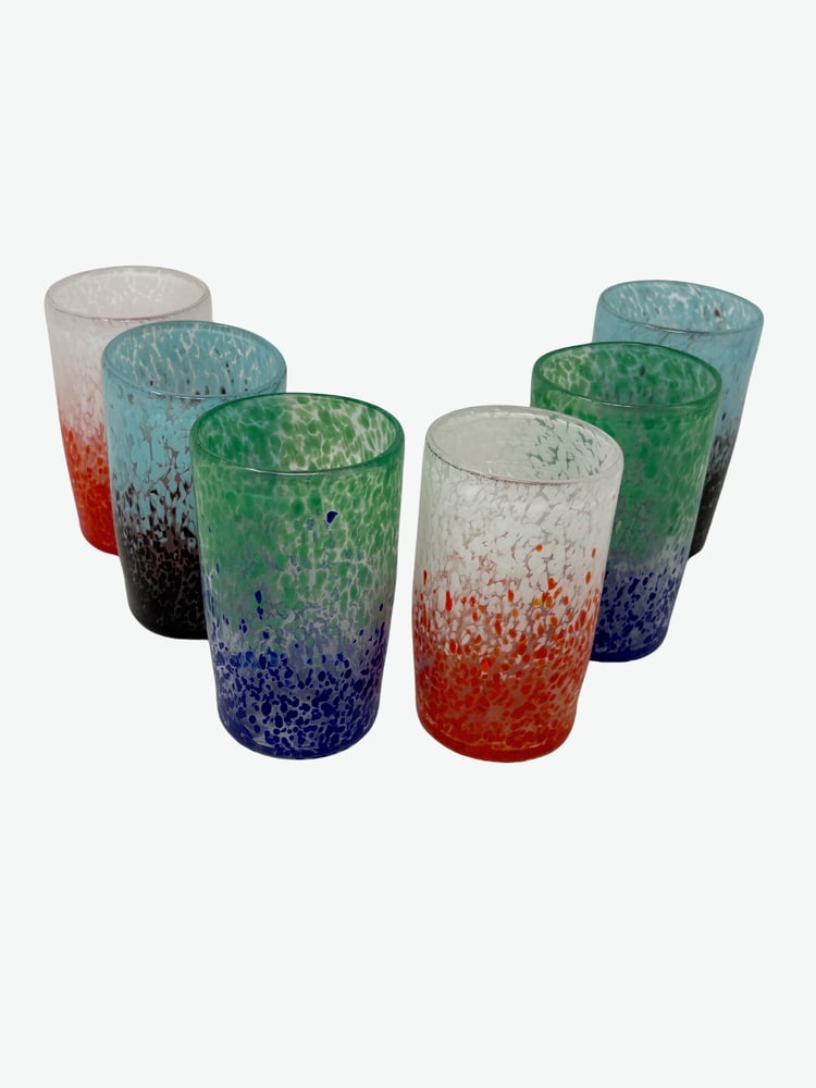 Set of 6 Murano Glass Drinking Glasses: Lovely set of 6 brand new Murano Glass drinking glasses. Made by one of Murano's top Glass Masters. 4.5" tall.
