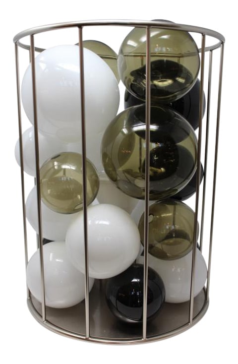 Circo Di Lune Murano Glass Table Lamp by Venini: This fantastic lamp is made of many blown spheres of glass which are nestled in a metal basket. Part of the "di Lune" collection, this piece is very rare and highly prized by collectors. A very attrac