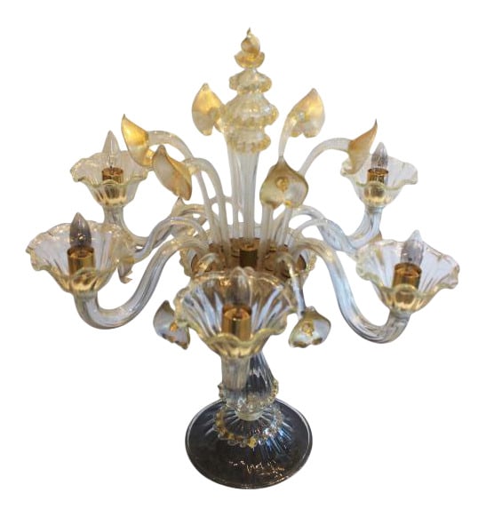 Zanchi Murano - Traditional Venetian Table Lamp: Lovely traditional Venetian table lamp. Five lights. Gold has 24K gold dust infusion. Beautiful piece that measures 27" tall.