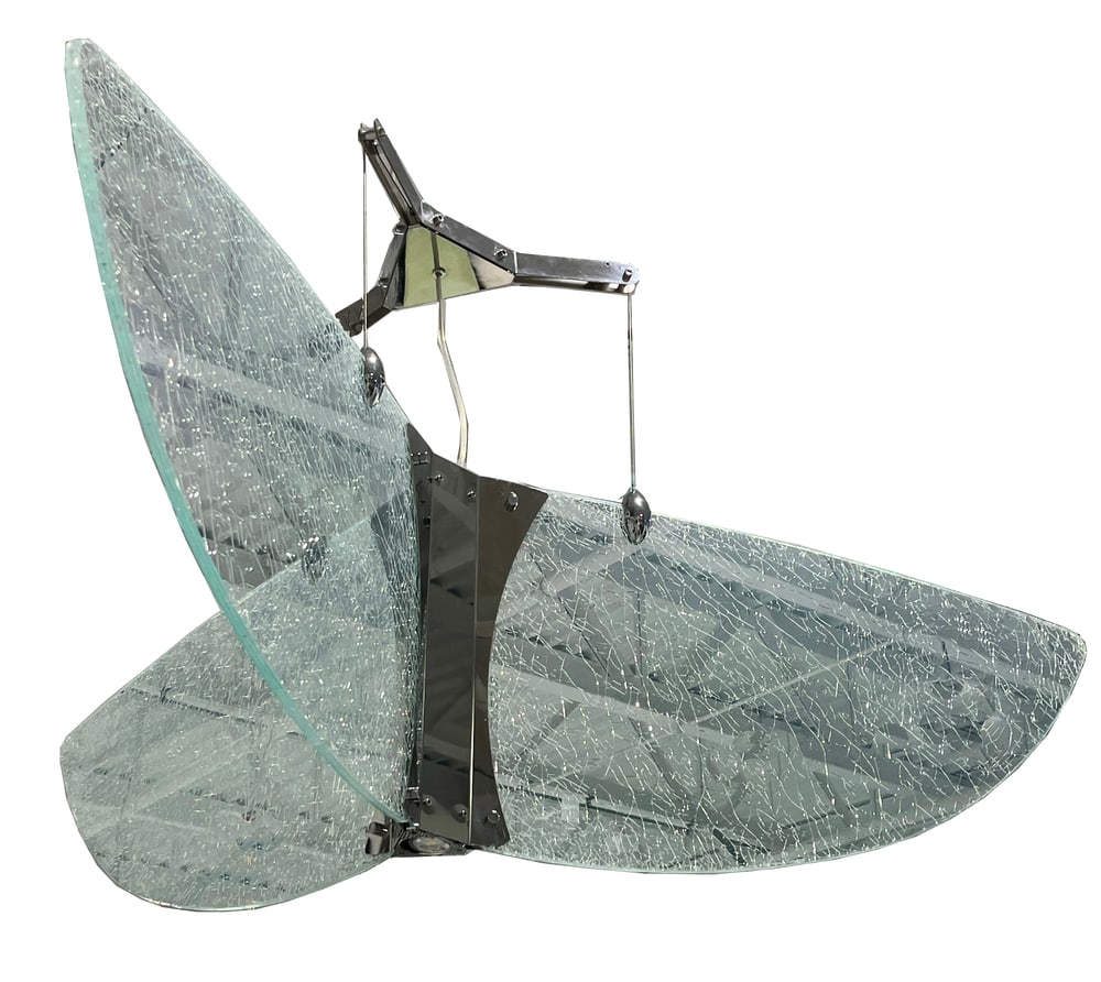 Helix Murano Glass Suspension Light from Murano: Large, spectacular suspension light designed by the Glass Masters at Leucos Lighting in Murano. Crackled glass is lighted by a fluorescent lamp to create an amazing effect, and there is also a halogen