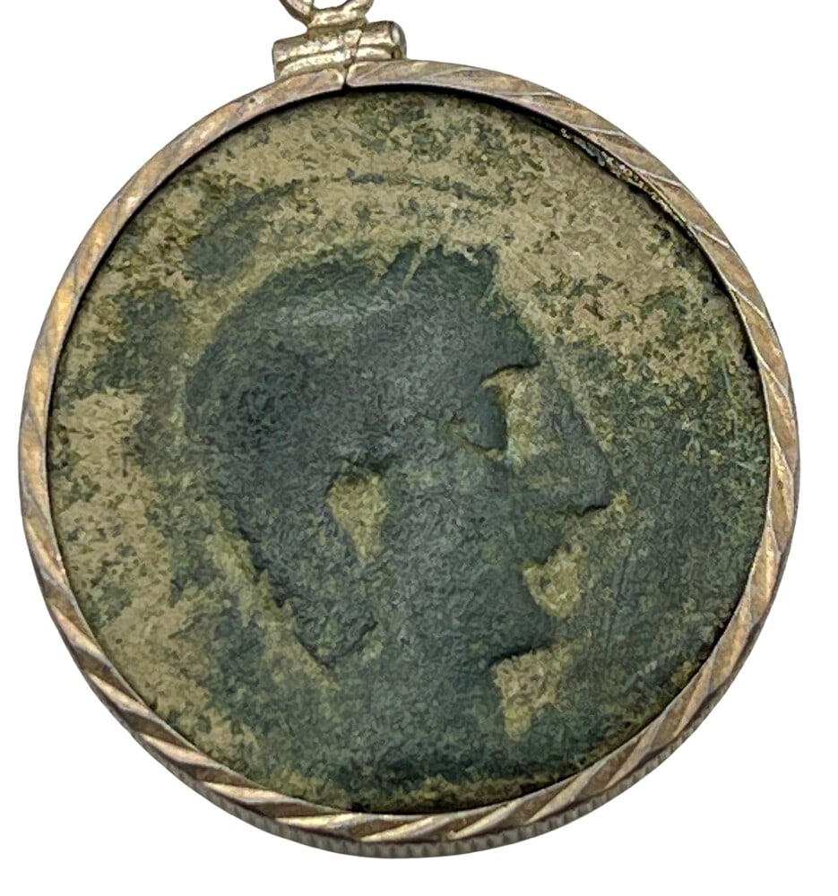 Ancient Sphinx and Apollo Coin Pendant: Acquire a piece of ancient history with this genuine bronze coin, featuring Apollo and a Sphinx, masterfully converted into an exquisite pendant necklace. A very rare and significant piece of history!
