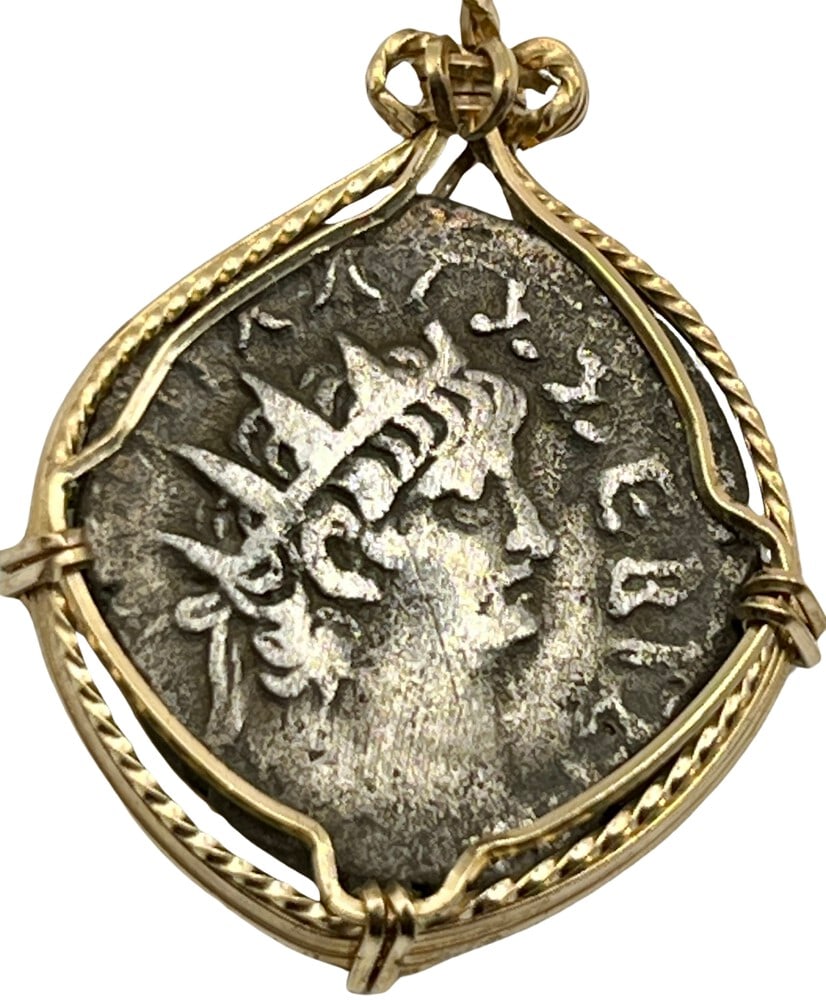Emperor Nero Coin Pendant: Acquire a piece of ancient history with this genuine silver coin, featuring Emperor Nero, masterfully converted into an exquisite pendant necklace. A very rare and significant piece of history! (#267)