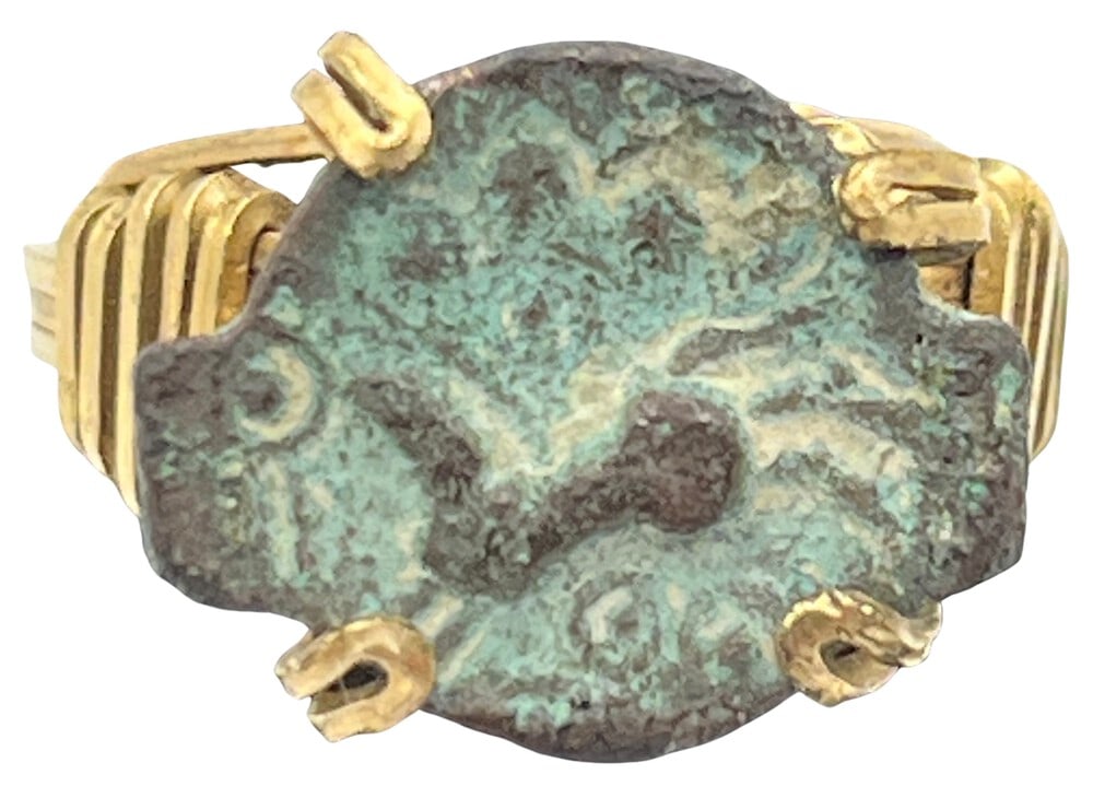 Ancient Greek Coin Made into Ring Circa 320 BCE: Ancient Greek Coin of Horse, in a Ring-A Piece of History. Own a piece of ancient history with this authentic bronze coin, expertly transformed into a beautiful ring. (#164)Genuine ancient bronze coin