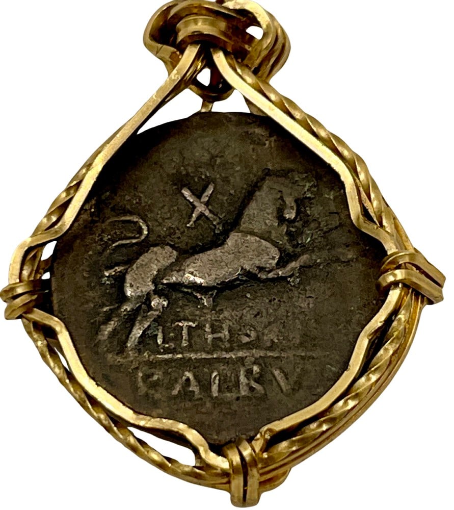 Taurus the Bull Ancient Coin Pendant: Ancient Coin of Taurus the Bull Pendant-A Piece of History.Own a piece of ancient history with this authentic silver coin, expertly transformed into a stunning pendant (#82).Genuine ancient silver coi