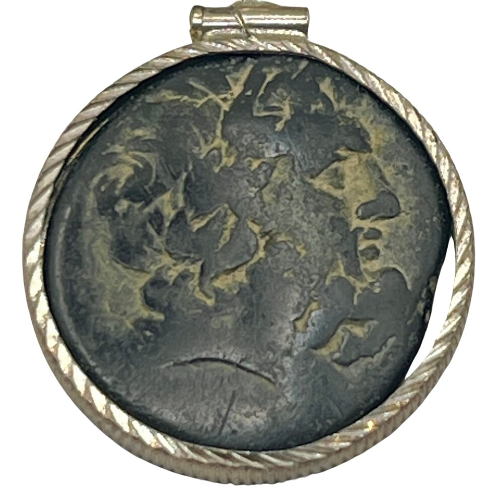 Zeus and Artemis Coin from 400 BCE, as Pendant: Acquire a piece of ancient history with this genuine bronze coin, featuring Artemis and Zeus, masterfully converted into an exquisite pendant necklace. A very rare and significant piece of history