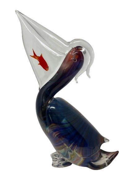 Murano Glass Pelican with Fish (1 of 7)