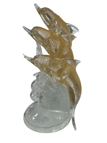 Murano Glass Golden Dolphins by Oscar Zanetti (1 of 6)