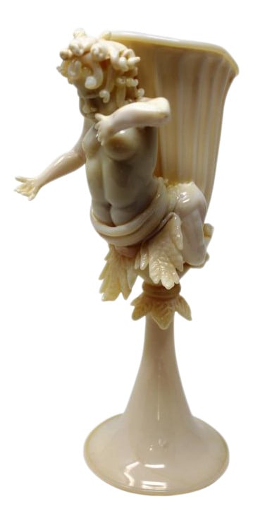 Museum Quality Murano Chalice by Pino Signoretto: This unique ivory Murano Glass chalice is a wonderful, sculpted piece made by Signoretto. Glass Master Pino Signoretto died in December 2017. His friend Dale Chihuly described Pino as "the greatest