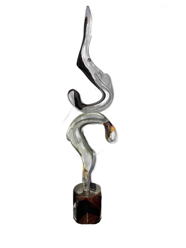 Giant Acrobats (Gymnasts) Statue Made of Murano Glass: Fabulous Pair of Gymnasts or Acrobats Sculpted out of Murano Glass by one of Murano's top Masters. Measures 31" tall, making it a great focal point in any room. Signed by Artist.