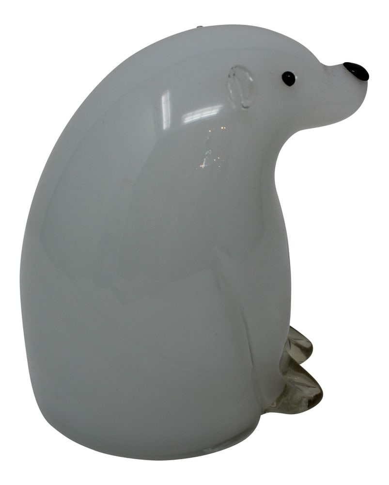 Murano Glass Polar Bear: Adorable Murano Glass polar bear created by noted Glass Master Roberto Beltrami. Hand formed and marked by the Artist.