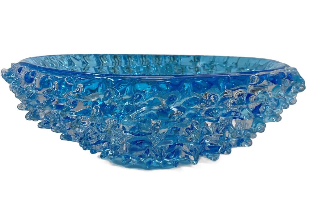 Scilla Aqua Centerpiece by Beltrami from Murano, Italy: This is a beautiful hand-crafted centerpiece by Murano Glass Master Roberto Beltrami. It is an estate-sized piece which would be perfect in any room that needs an unusual and impressive decorative add