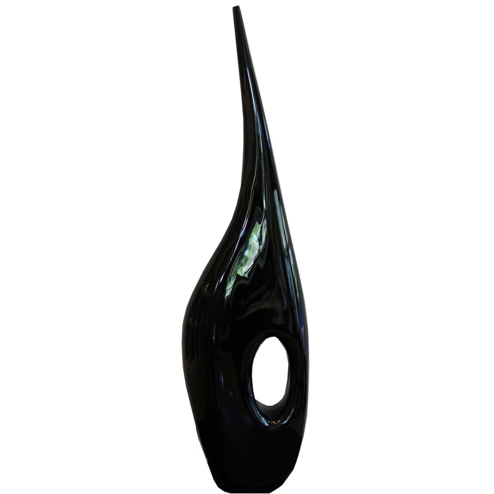 Black Hole Murano Glass Vase by Vivarini: This amazing vase was hand made by renowned Glass Masters at the Vivarina Formia Furnaces in Murano. Very large and perfect for any room. Signed. Measures 30.5" high x 8" wide. A matching shorter