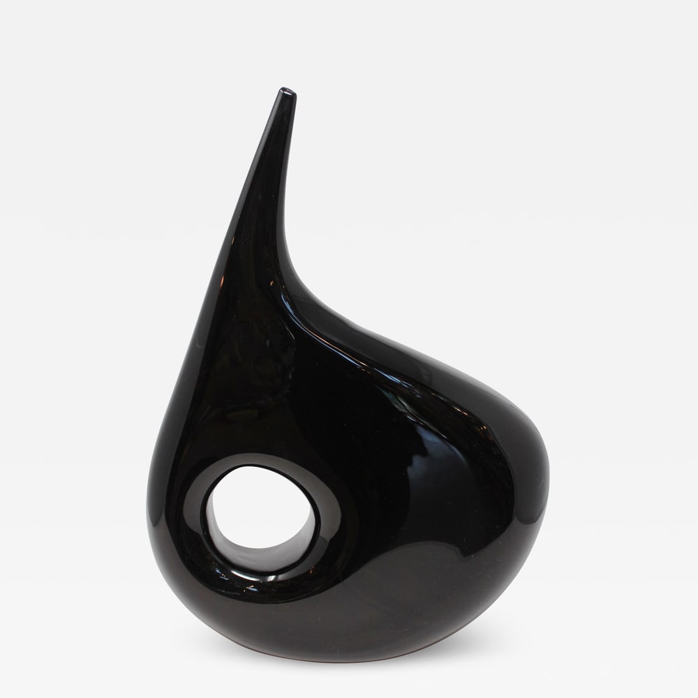 Black Hole Murano Glass Vase by Vivarini: This amazing vase was hand made by renowned Glass Masters at the Vivarina Formia Furnaces in Murano. Very large and perfect for any room. Signed. Measures 18.5" high x 13" wide. A matching taller