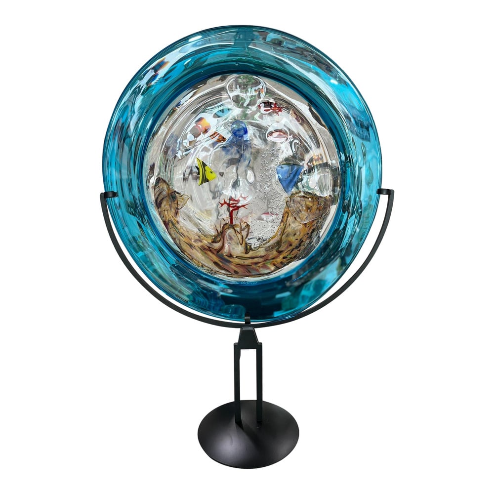 Aquarium Disc on Stand from Murano, Italy (1 of 5)