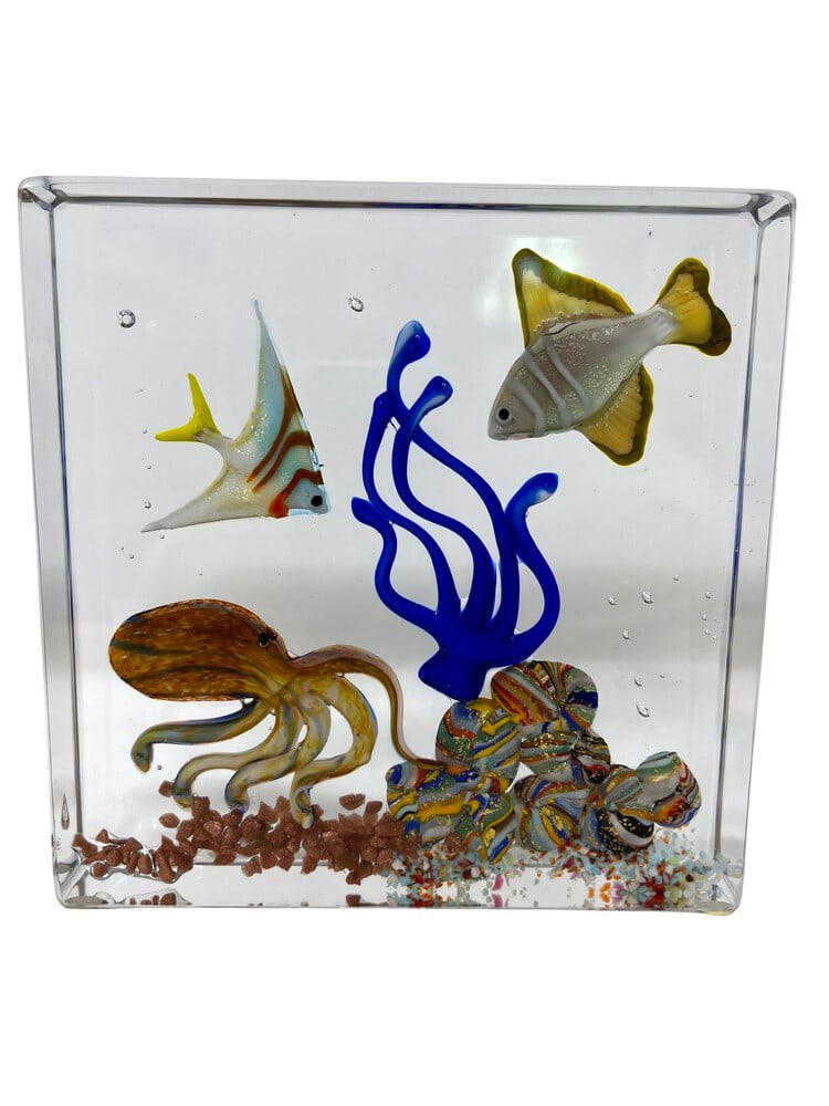 Deluxe Murano Glass Paperweight Aquarium: Gorgeous Murano Glass Paperweight Aquarium by Glass Master Diego Costantini of Murano. Diego is considered the best maker of Aquariums in the world! Add a touch of elegance to your home decor with thi
