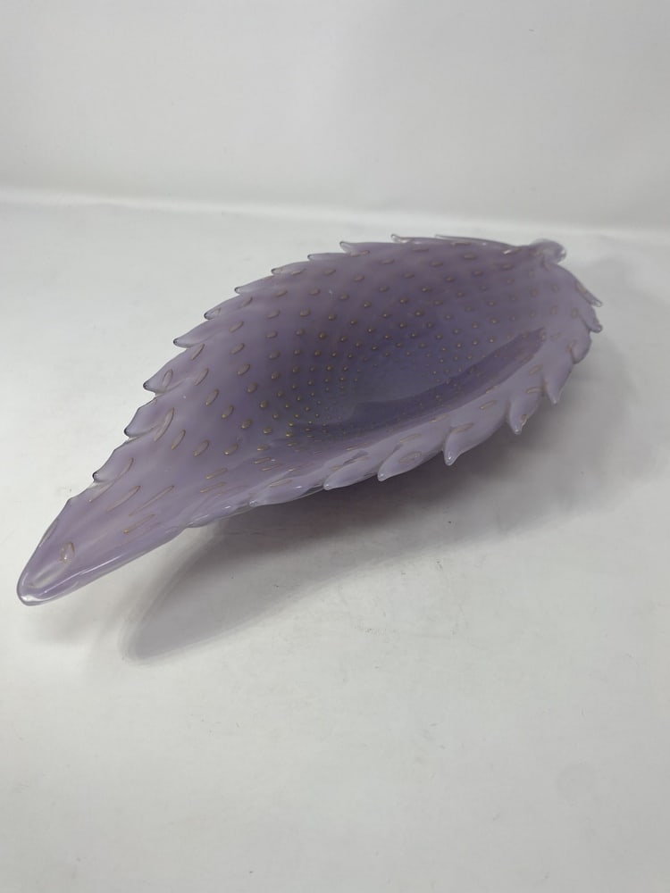 Vintage Purple Lilac Camer Candy Dish from Murano, Italy: This lovely candy dish from Murano was made by Camer Glass. The label still is visible on the bottom. Unusual and beautiful coloring in a bullicante format. A very rare piece for the collector!