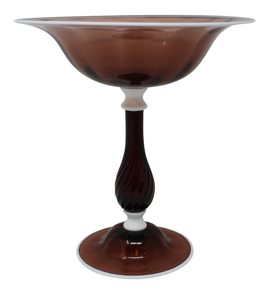 Vintage Murano Candy Dish Compote: An unusual and attractive Murano Glass raised compote or candy dish. The perfect accent piece!