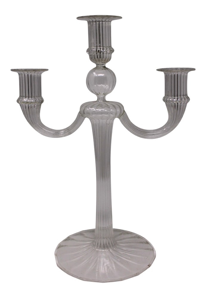 Vintage Murano Glass Candelabra: Vintage three-candle candelabra from the Rigadin furnaces of Murano. In very good condition.