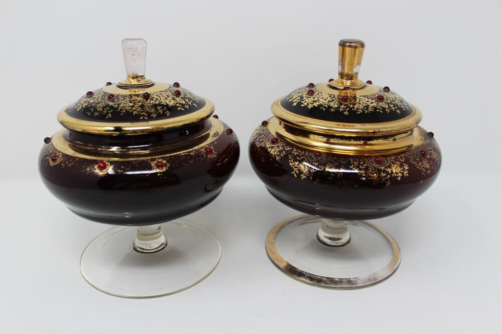 Vintage Venetian Compotes - a Pair - 4