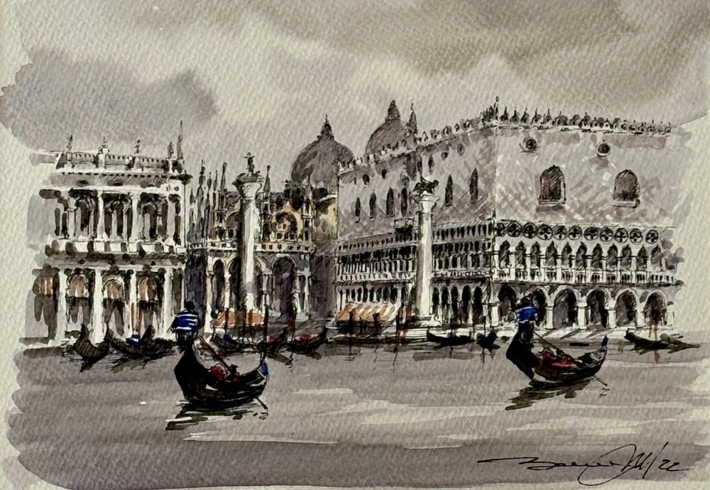 Doge’s Palace Venetian Watercolor Painting (1 of 3)