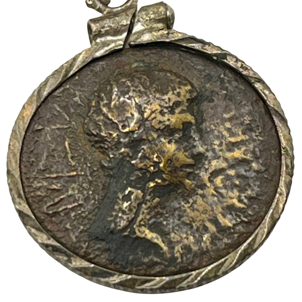 Emperor Tiberius and Caesar Coin Pendant: Acquire a piece of ancient history with this genuine bronze coin, featuring Emperor Tiberius and Caesar, masterfully converted into an exquisite pendant necklace. A very rare and significant piece of 
