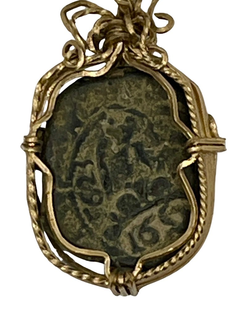 Spanish Shipwreck Coin, 1652: Rare Dated Spanish Shipwreck Coin Pendant-A Piece of HistoryOwn a piece of ancient history with this authentic bronze coin, expertly transformed into a stunning pendant. (#357)Genuine ancient bronze