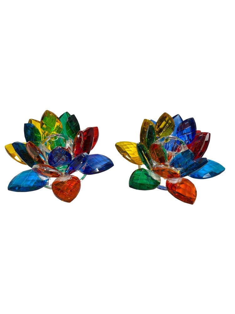 Venetian Candle Holders: This lovely pair of candle holders feature incredible colors and would be a wonderful addition to any home. They look very similar to Swarovski but come from Italy. Handcrafted in Italy of fine cut cr