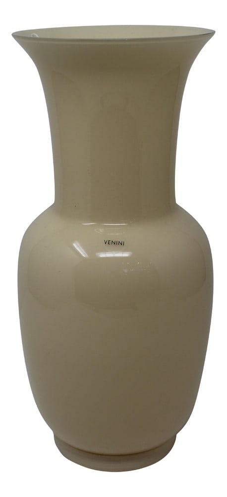 Venini Opalino Classic Vase in Cream Color: Venini has several designs that they are famous for and the Opalino is one of them. Classic beauty with simple styling. Signed and dated 2013 by Venini. Other colors available in separate listings. 12