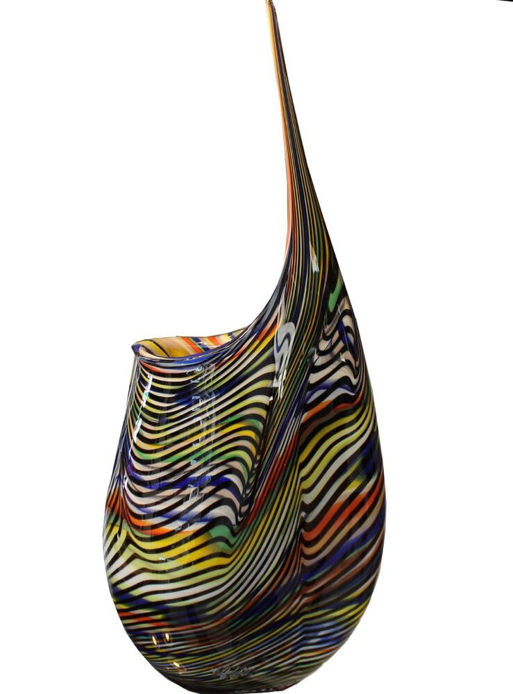 Tiger 1 of 1 Vase by Afro Celotto: Afro Celotto is one of Murano's premier Glass Masters. His creations are procured by top glass collectors around the world. Each piece is guaranteed and certified to be one=of-a-kind. This beautiful v