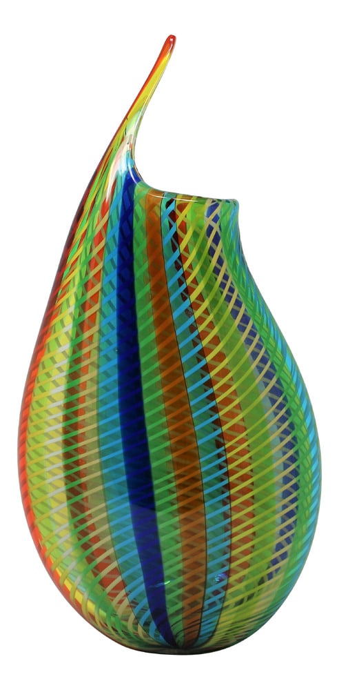 Melody of Spring 1/1 Murano Vase by Celotto: Afro Celotto is one of Murano's premier Glass Masters. His creations are procured by top glass collectors around the world. Each piece is guaranteed and certified to be one=of-a-kind. This beautiful v
