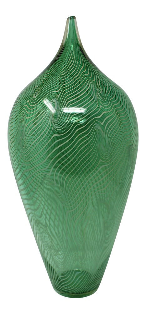 Green River 1 of 1 Vase by Afro Celotto: Afro Celotto is one of Murano's premier Glass Masters. His creations are procured by top glass collectors around the world. Each piece is guaranteed and certified to be one=of-a-kind. This beautiful v
