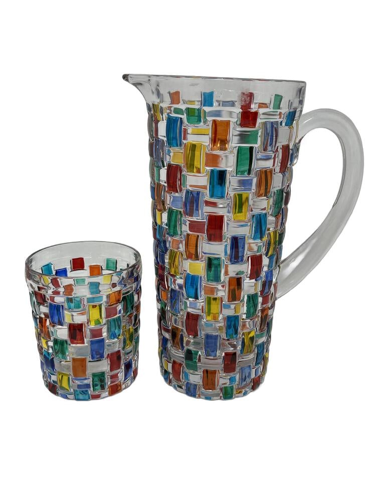 Venetian Hand Painted Pitcher and Four Glasses (1 of 5)
