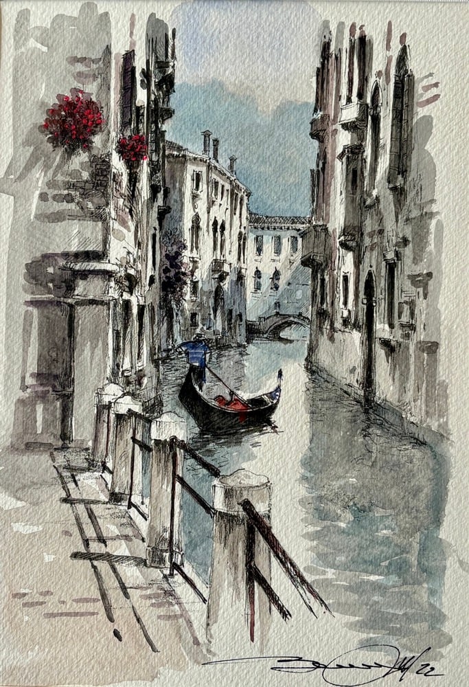 Venice and Gondola Watercolor Painting: Giovanni Bonazzon is one of Venice, Italy's most favorite street artists. He creates some of the finest original watercolors of the world of Venice you will ever see that have been bought by art