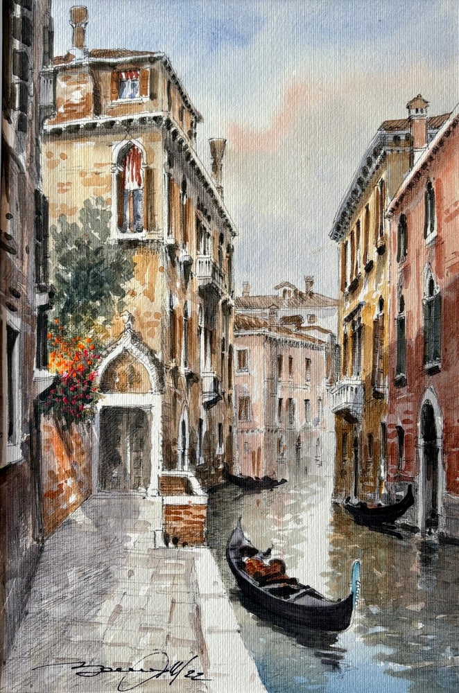 Venice and Gondola Watercolor Painting (1 of 4)