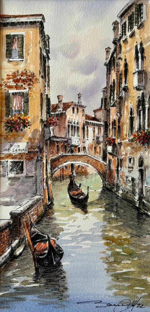 Watercolor of Venice by Noted Artist Bonazzon (1 of 4)