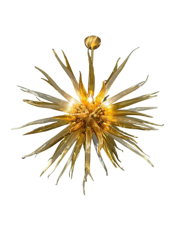 Sol Contemporary Murano Glass Chandelier by Simone Cenedese: This incredible Sol chandelier was created by well-known Glass Master Simone Cenedese, one of Murano's top artisans. The regular price for this piece is over $30,000. This Sol incurred damage while on