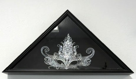 Deluxe Metal and Rhinestone Venetian Mask in Shadowbox