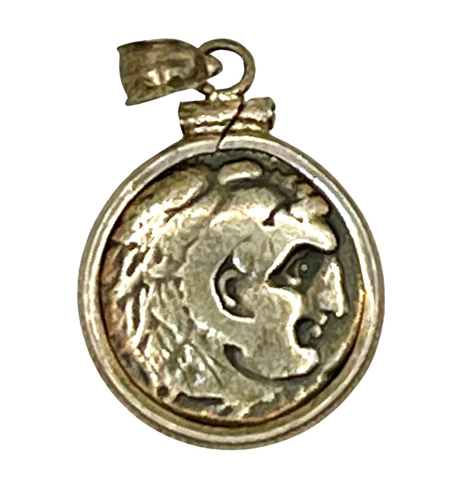 Ancient Alexander the Great Coin: Ancient Silver Alexander the Great Coin Pendant-A Piece of History. Own a piece of ancient history with this authentic silver coin, expertly transformed into a stunning pendant. (#350). Genuine ancien