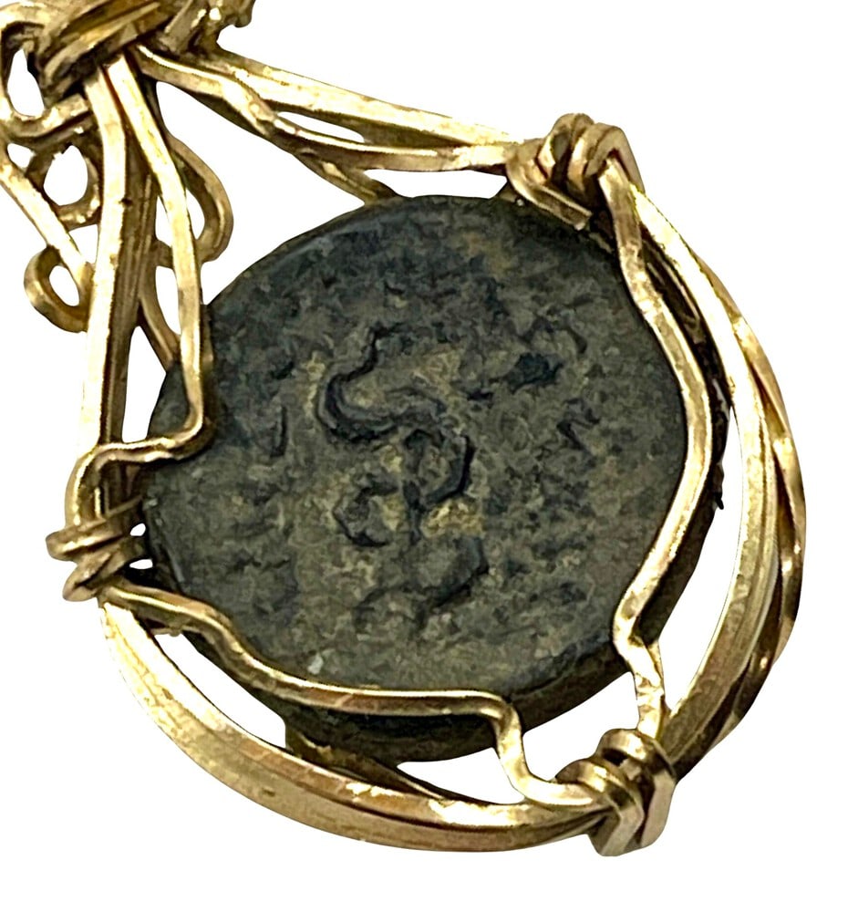 Ancient Doctor’s Caduceus Coin: Ancient Bronze Caduceus Doctor's Coin Pendant-A Piece of History. Own a piece of ancient history with this authentic bronze coin, expertly transformed into a stunning pendant. (#360). Genuine ancient 