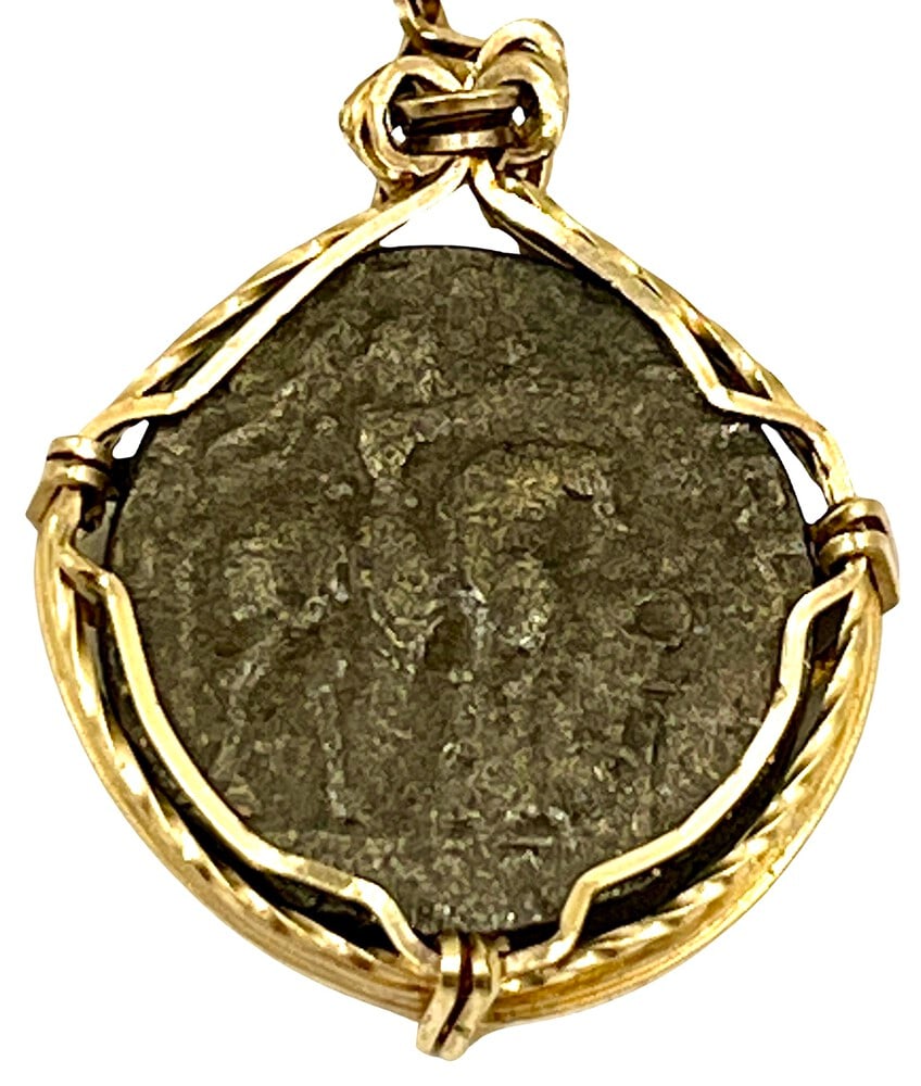 Ancient Magi (Wise Men) Coin: Coin of Magi Wise Men as a Pendant Necklace-A Piece of History. Own a piece of ancient history with this authentic bronze coin, expertly transformed into a stunning pendant necklace. (#258). Genuine a
