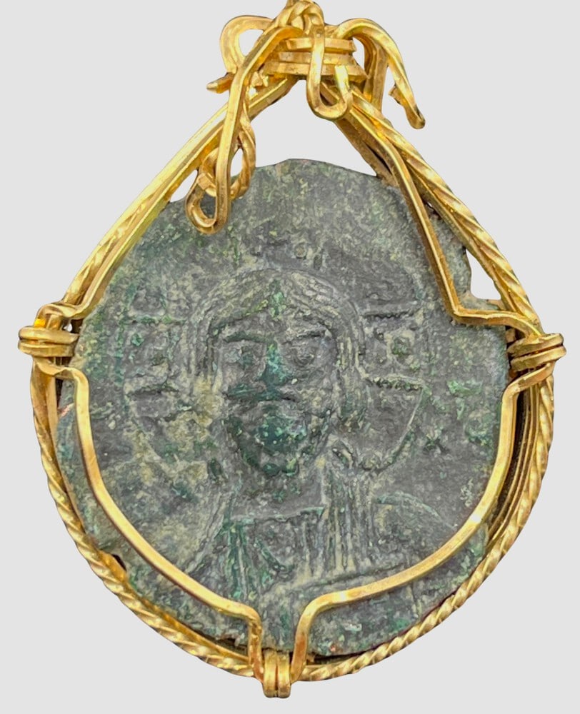Ancient Coin of Jesus Christ: First Coin of Jesus as a Pendant Necklace-A Piece of History. Own a piece of ancient history with this authentic bronze coin, the first known coin to feature the image of Jesus Christ, expertly