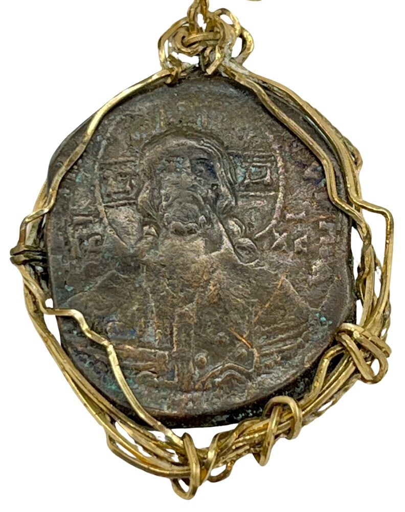 Jesus Coin from Constantinople: First Coin of Jesus as a Pendant Necklace-A Piece of History. Own a piece of ancient history with this authentic bronze coin, the first known coin to feature the image of Jesus Christ, expertly transf