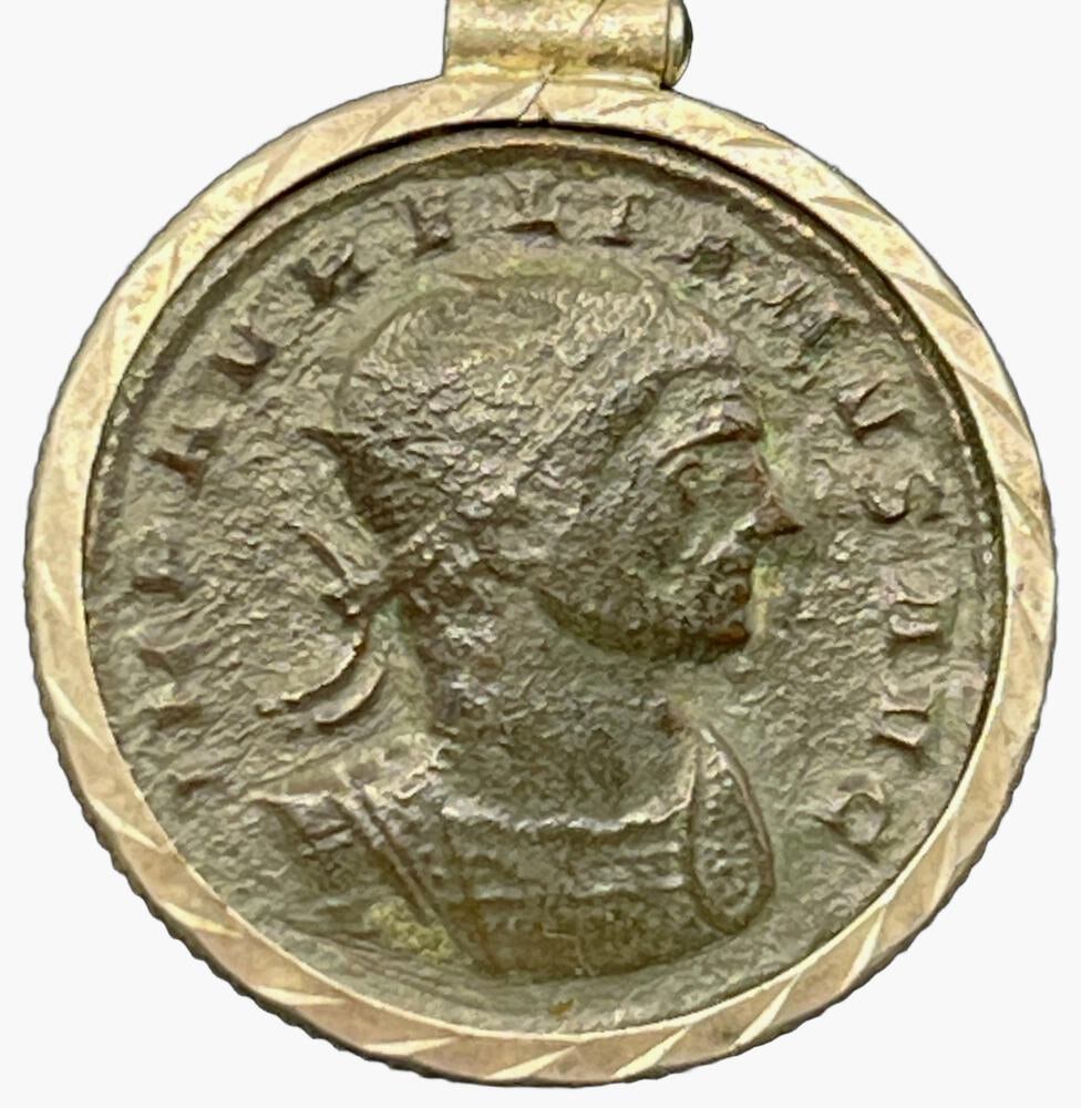 Roman Emperor Aurelianus Coin: Ancient Coin of Emperor Aurelianus Pendant-A Piece of History. Own a piece of ancient history with this authentic bronze coin, expertly transformed into a stunning pendant. (#16). Genuine ancient