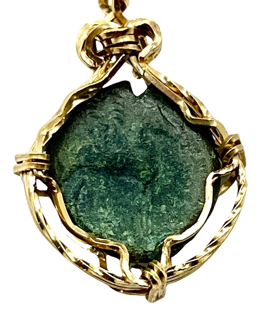 Rare Hannibal Coin with Horse: Rare Hannibal and Horse Coin Pendant-A Piece of History. Own a piece of ancient history with this authentic bronze coin, expertly transformed into a stunning pendant. (#71). Genuine ancient bronze coi