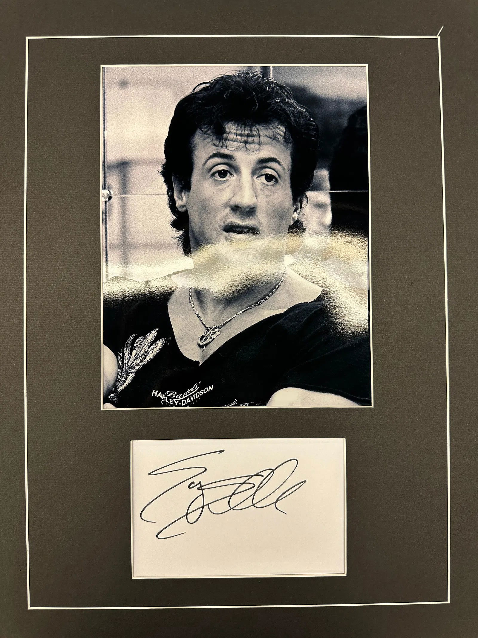 Sylvester Stallone Autograph Display W/COA: Sylvester Stallone's autograph is definitely a sought-after item for fans of his iconic movies. A display featuring his autograph could include photos from his various film roles, like Rocky or Rambo,