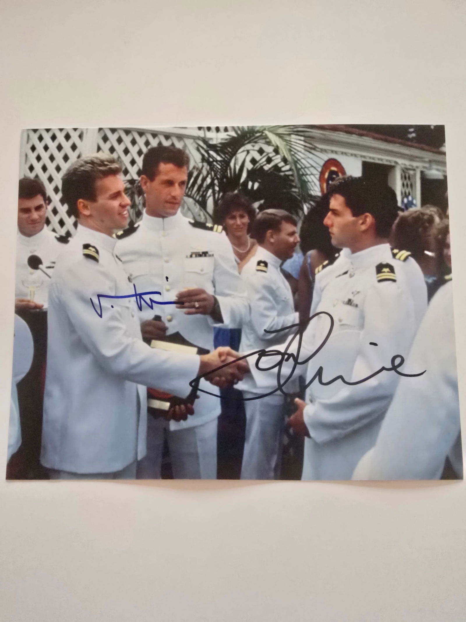 Tom Cruise and Val Kilmer Autographed Photo W/ COA: This outstanding collectible features a dynamic photograph boldly autographed by Tom Cruise and Val Kilmer, two of Hollywood’s most iconic stars. Both signatures display excellent clarity and placem