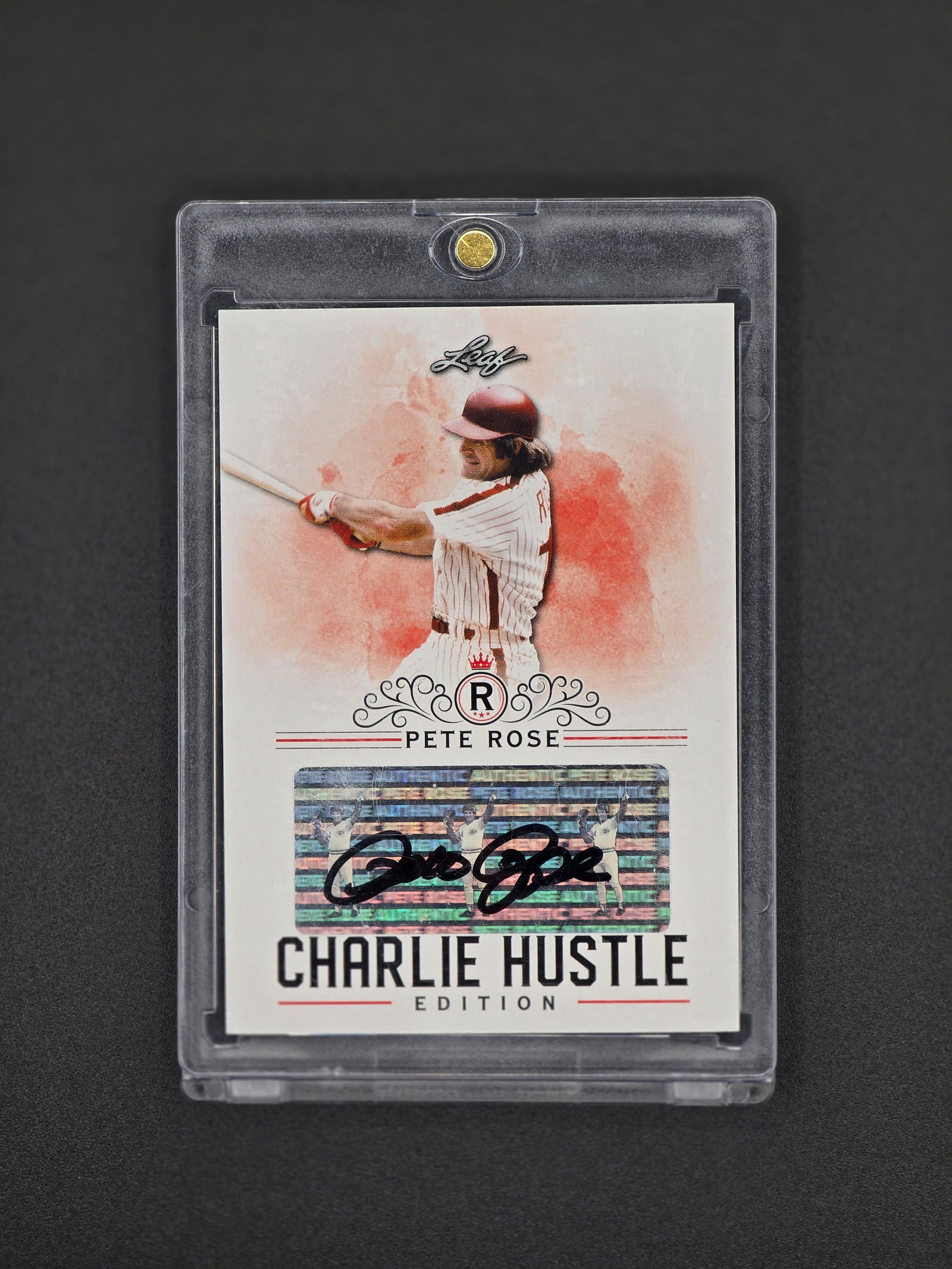 Pete Rose “Charlie Hustle Edition” autographed baseball card (1 of 2)