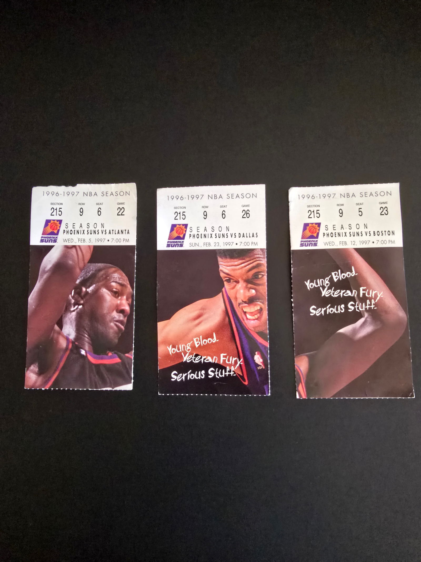 1996–1997 Phoenix Suns – Set of Three Original NBA Ticket Stubs (1 of 1)