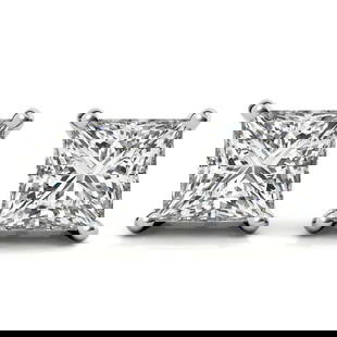 Certified 4 Ct. Lab Grown Diamond Studs in 14K Solid White Gold: Certified 4 Ct. Lab Grown Diamond Studs in 14K Solid White Gold -E Color VVS1 Princess Cut Excellent Luster - Free Shipping ,,,